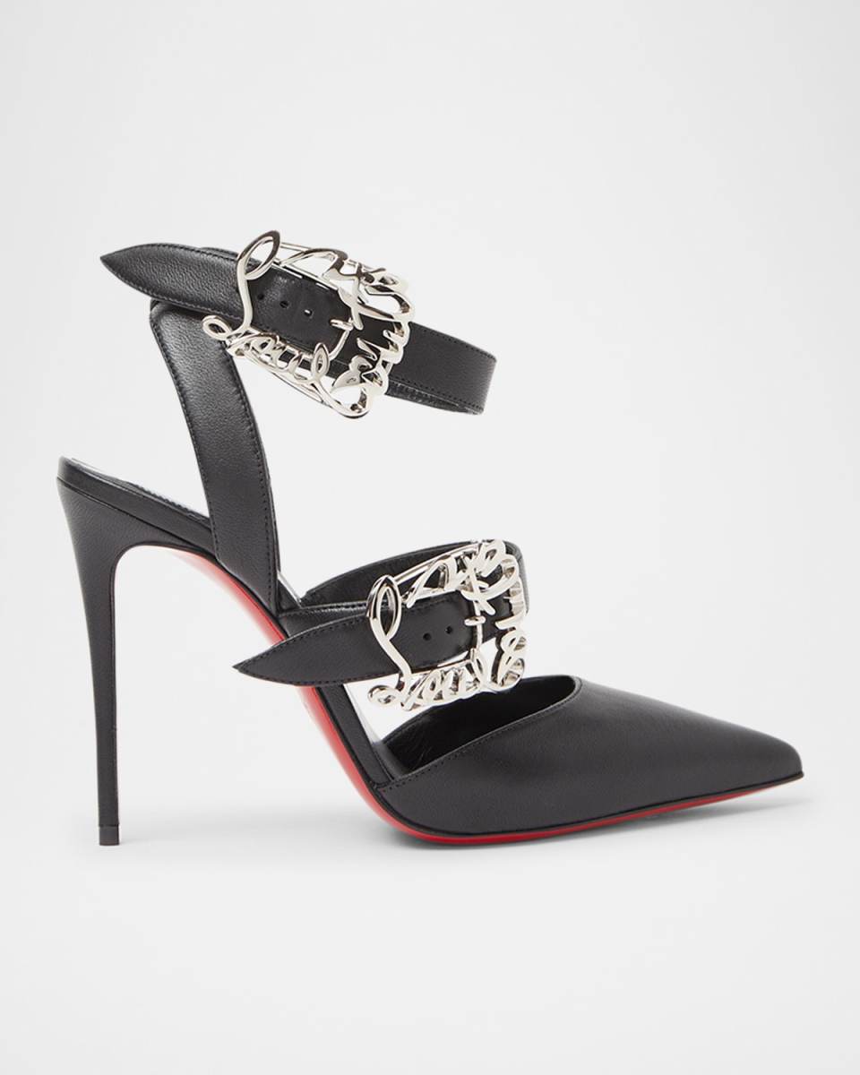 Leather Script Buckles Red Sole Pumps